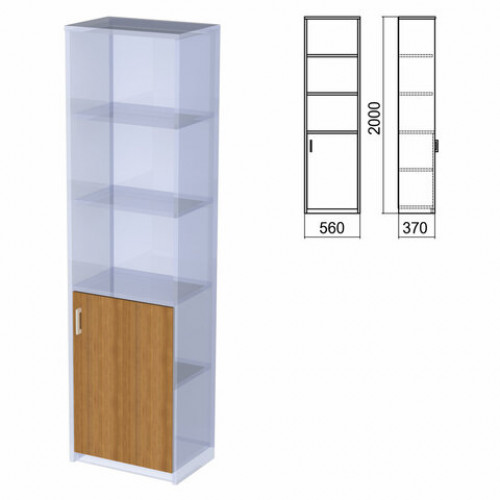 Шкаф полузакрытый ЧАСТЬ 2 Арго, 560х370х2000 мм, дверь, 4 полки, орех