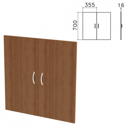 Дверь ЛДСП низкая Бюджет, КОМПЛЕКТ 2 шт., 355х16х700 мм, орех французский, 402879-190