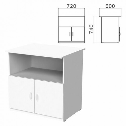 Тумба для оргтехники Бюджет, 720х600х740 мм, 2 двери, белый, 402658-290
