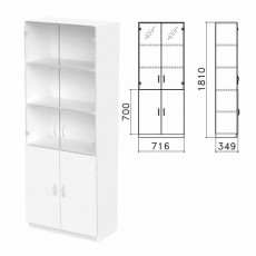 Шкаф закрытый со стеклом Бюджет, 716х349х1810 мм, белый (КОМПЛЕКТ)