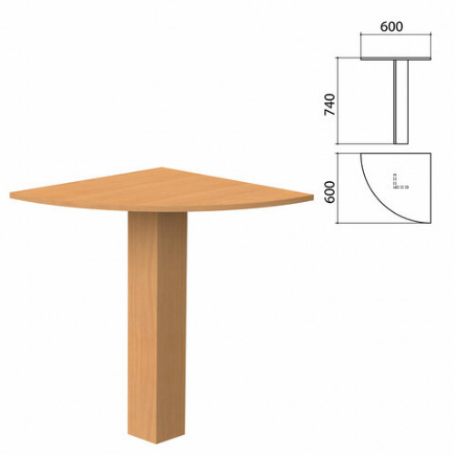 Стол приставной угловой Бюджет, 600х600х740 мм, груша ароза, 402664-336