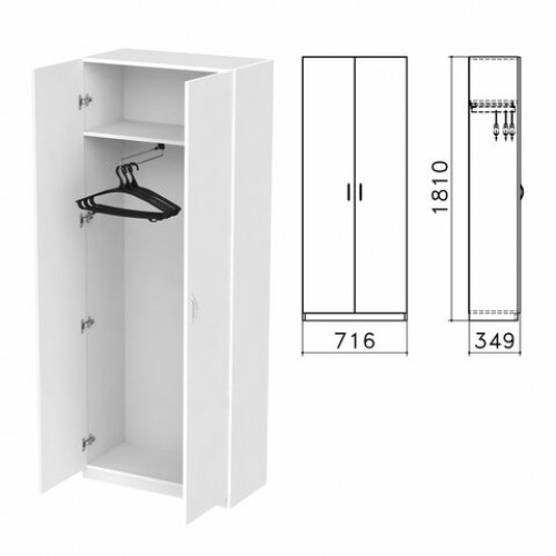 Шкаф для одежды Бюджет, 716х349х1810 мм, белый (КОМПЛЕКТ)
