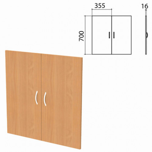 Дверь ЛДСП низкая Бюджет, КОМПЛЕКТ 2 шт., 355х16х700 мм, груша ароза 336, 402879, 402879-336