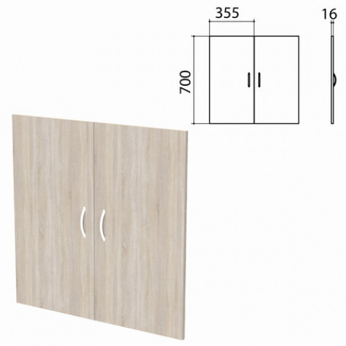 Дверь ЛДСП низкая Бюджет, КОМПЛЕКТ 2 шт., 355х16х700 мм, дуб сонома 091, 402879, 402879-091