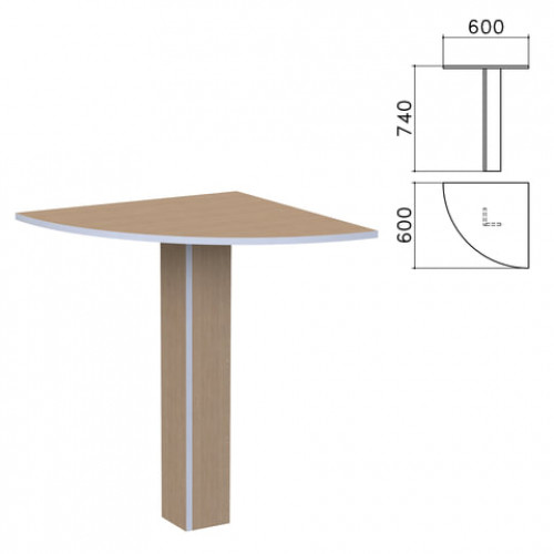Стол приставной угловой Бюджет, 600х600х740 мм, орех онтарио, 402664-160
