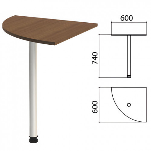 Стол приставной угловой Эко, 600х600х740 мм, цвет орех (КОМПЛЕКТ)