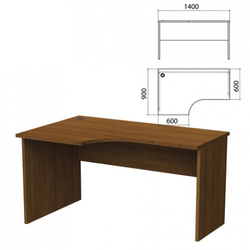 Стол письменный эргономичный Этюд, 1400х900х750 мм, левый, орех (КОМПЛЕКТ)