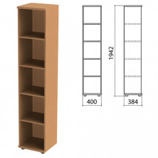 Шкаф (стеллаж) Этюд, 400х384х1942 мм, 4 полки, бук бавария, 400000-55