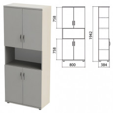 Шкаф полузакрытый Этюд, 800х384х1942 мм, цвет серый (КОМПЛЕКТ)