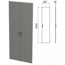 Дверь ЛДСП высокая Этюд, комплект 2 шт., 397х18х1870 мм, серая, 400012-03