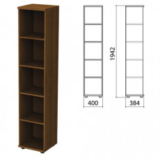 Шкаф (стеллаж) Эко/Этюд, 386х370х1996 мм, 4 полки, орех, 908851-190