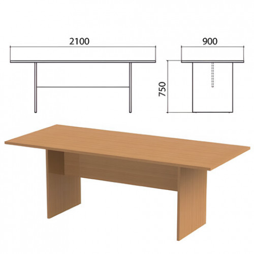 Стол для переговоров Этюд, 2100х900х750 мм, цвет бук бавария (КОМПЛЕКТ)