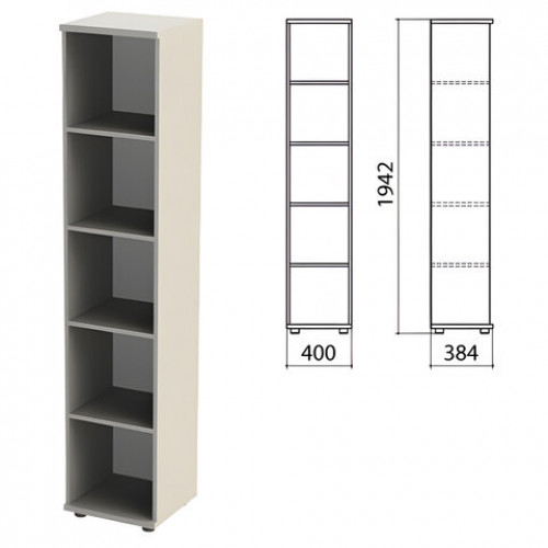 Шкаф (стеллаж) Этюд, 400х384х1942 мм, 4 полки, серый, 400000-03