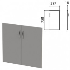 Дверь ЛДСП низкая Этюд, комплект 2 шт., 397х18х758 мм, серая, 400006-03