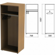 Шкаф (каркас) для одежды Эко/Этюд, 768х580х1997 мм, орех, 908843-190
