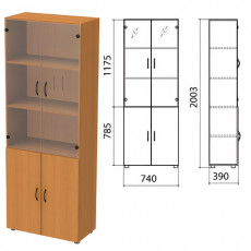 Шкаф закрытый со стеклом Фея, 740х390х2000 мм, цвет орех милан (КОМПЛЕКТ)