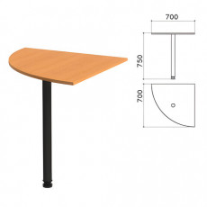 Стол приставной угловой Фея, 700х700х750 мм, цвет орех милан (КОМПЛЕКТ)