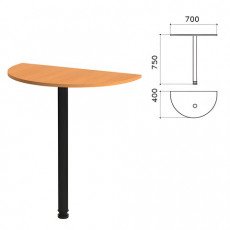 Стол приставной полукруг Фея, 700х400х750 мм, цвет орех милан (КОМПЛЕКТ)