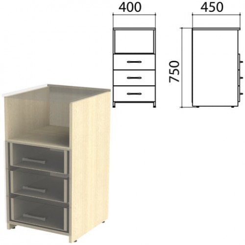 Каркас тумбы приставной Канц 400х450х750 мм, цвет дуб молочный, ТК31.15.1