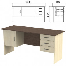 Стол письменный Канц, 1600х600х750 мм, 2 тумбы, комбинированный, цвет венге/дуб молочный (КОМПЛЕКТ)