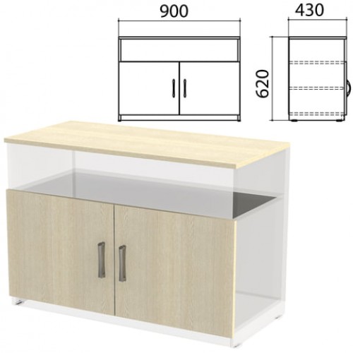Крышка и фасады тумбы для оргтехники Канц 900х430х620 мм, цвет дуб молочный, ТК28.15.1