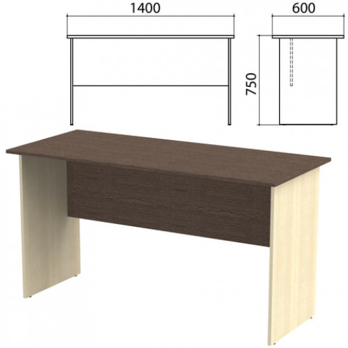 Стол письменный Канц, 1400х600х750 мм, цвет венге/дуб молочный (КОМПЛЕКТ)