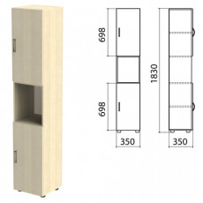 Шкаф полузакрытый Канц, 350х350х1830 мм, цвет дуб молочный (КОМПЛЕКТ)