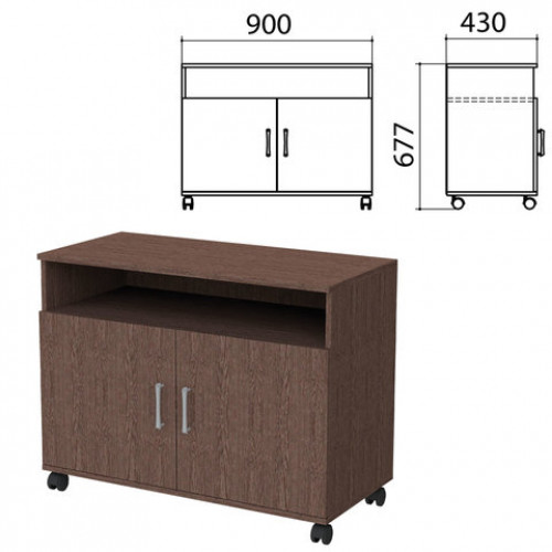 Тумба для оргтехники Канц, 900х430х620 мм, 2 двери, цвет венге (КОМПЛЕКТ)