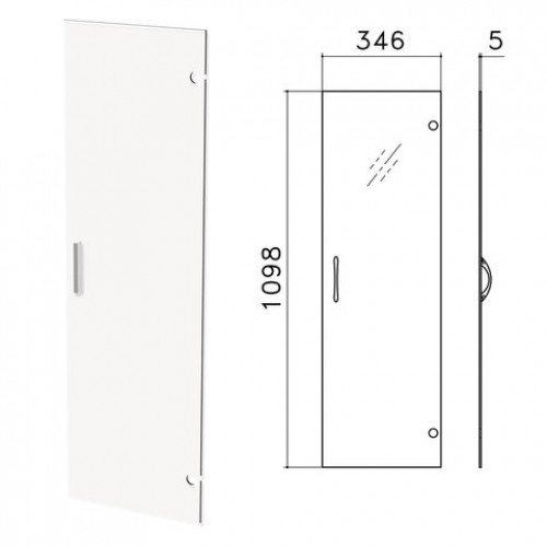 Дверь СТЕКЛО, средняя, Канц, 346х5х1098 мм, БЕЗ ФУРНИТУРЫ, ДК35