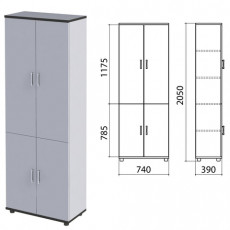 Шкаф закрытый Монолит, 740х390х2050 мм, цвет серый (КОМПЛЕКТ)