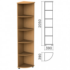 Шкаф (стеллаж) угловой Монолит, 390х390х2050 мм, 4 полки, цвет бук бавария, УМ46.1