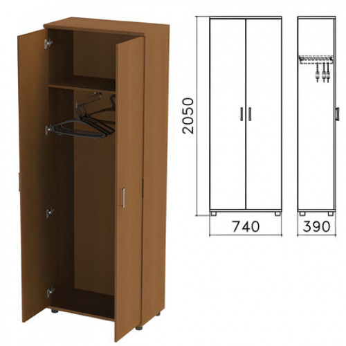 Шкаф для одежды Монолит, 740х390х2050 мм, цвет орех гварнери, ШМ49.3
