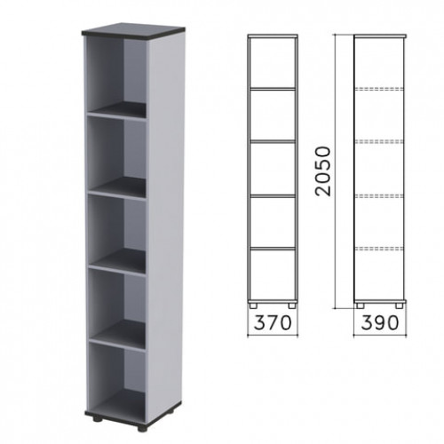 Шкаф (стеллаж) Монолит, 370х390х2050 мм, 4 полки, цвет серый, КМ45.11