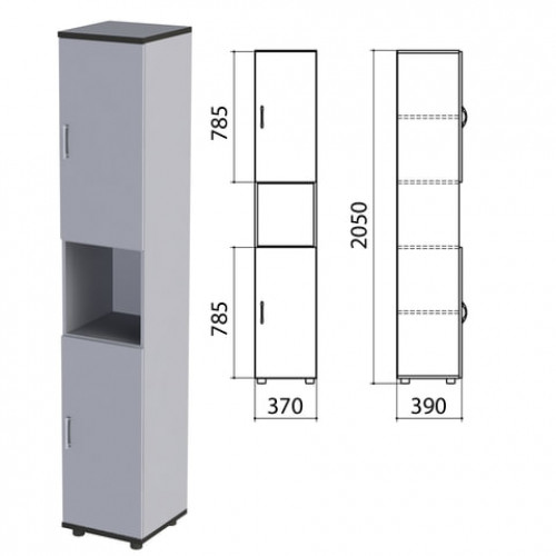 Шкаф полузакрытый Монолит, 370х390х2050 мм, цвет серый (КОМПЛЕКТ)
