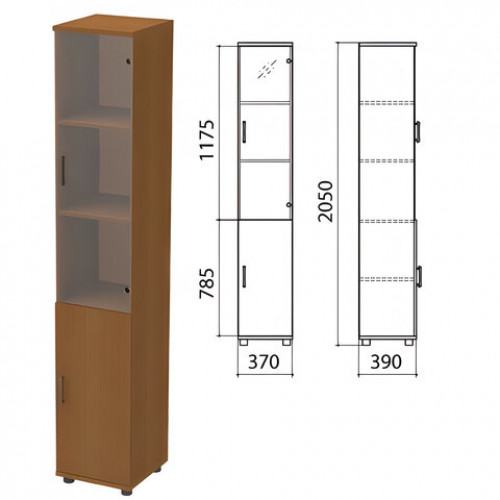 Шкаф закрытый со стеклом Монолит, 370х390х2050 мм, цвет орех гварнери (КОМПЛЕКТ)