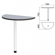Стол приставной полукруг Монолит, 700х400х750 мм, цвет серый (КОМПЛЕКТ)