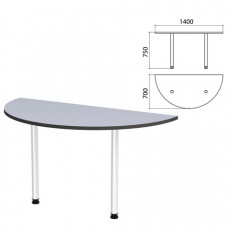 Стол приставной полукруг Монолит, 1400х700х750 мм, цвет серый (КОМПЛЕКТ)