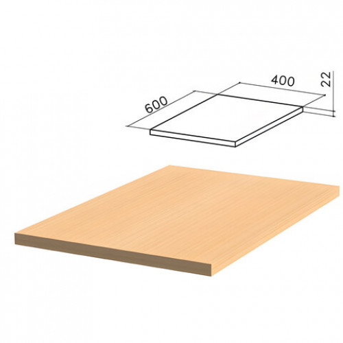Крышка для тумбы приставной (код 640144) Монолит, 400х600х22 мм, бук бавария, ТМ02.1