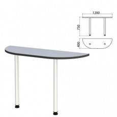 Стол приставной полукруг Монолит, 1200х400х750 мм, цвет серый (КОМПЛЕКТ)
