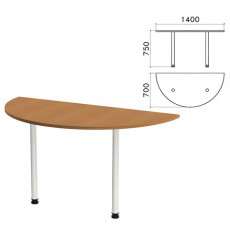 Стол приставной полукруг Монолит, 1400х700х750 мм, цвет орех гварнери (КОМПЛЕКТ)