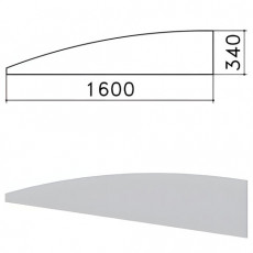 Экран - перегородка Монолит, 1600х16х340 мм, БЕЗ ФУРНИТУРЫ (код 640237), серый, ЭМ22.11