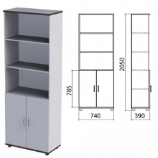 Шкаф полузакрытый Монолит, 740х390х2050 мм, цвет серый (КОМПЛЕКТ)
