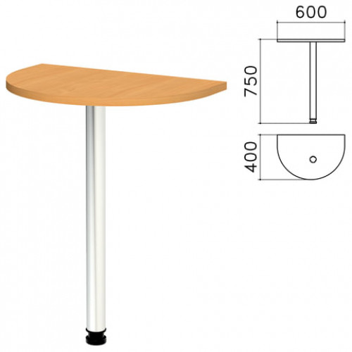 Стол приставной полукруг Монолит, 600х400х750 мм, цвет бук бавария (КОМПЛЕКТ)