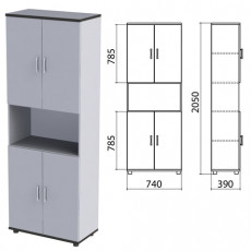 Шкаф полузакрытый Монолит, 740х390х2050 мм, цвет серый (КОМПЛЕКТ)