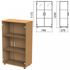 Шкаф закрытый со стеклом Монолит, 740х390х1250 мм, цвет бук бавария (КОМПЛЕКТ)