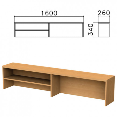 Надстройка для стола письменного Монолит, 1600х260х340 мм, 1 полка, цвет бук бавария, НМ39.1