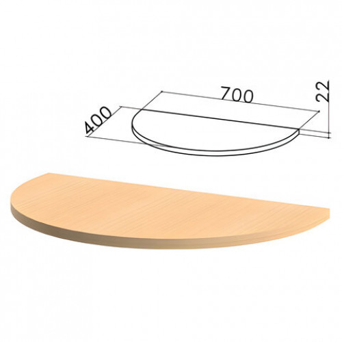 Стол приставной полукруг Монолит, 700х400х750 мм, БЕЗ ОПОРЫ (640137), цвет бук бавария, ПМ34.1