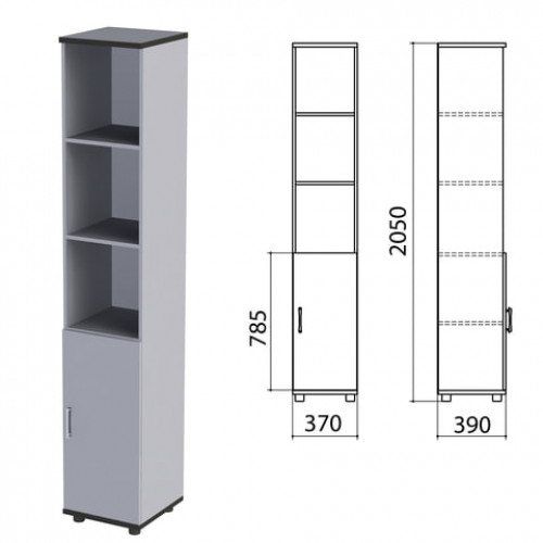 Шкаф полузакрытый Монолит, 370х390х2050 мм, цвет серый (КОМПЛЕКТ)