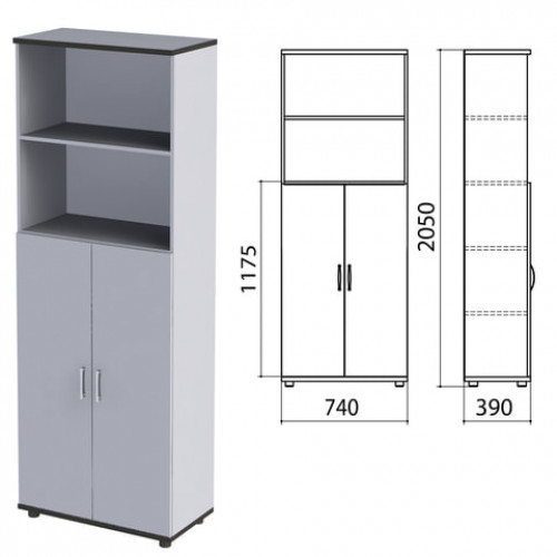 Шкаф полузакрытый Монолит, 740х390х2050 мм, цвет серый (КОМПЛЕКТ)