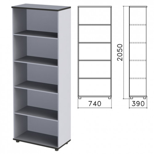 Шкаф (стеллаж) Монолит, 740х390х2050 мм, 4 полки, цвет серый, ШМ44.11